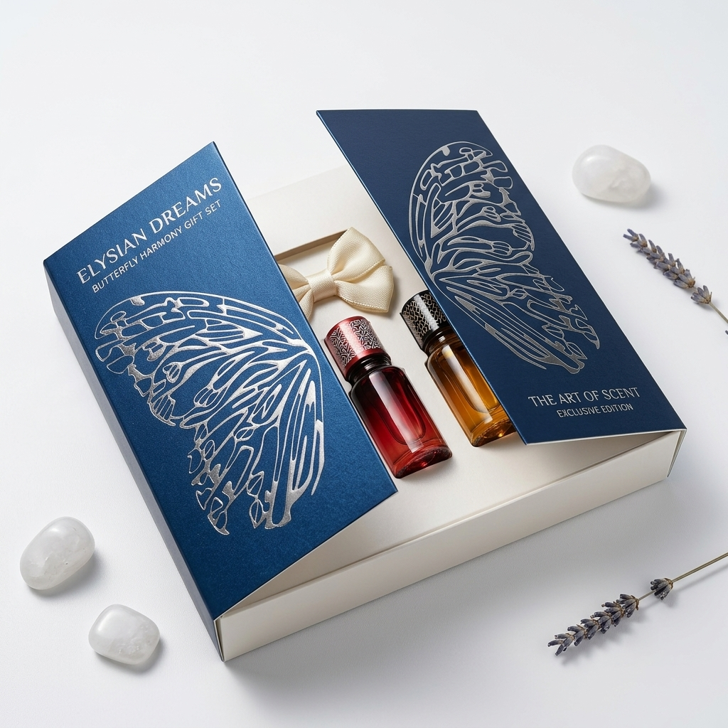 Double-sided White Card Perfume Box With Laminated Silver Foil